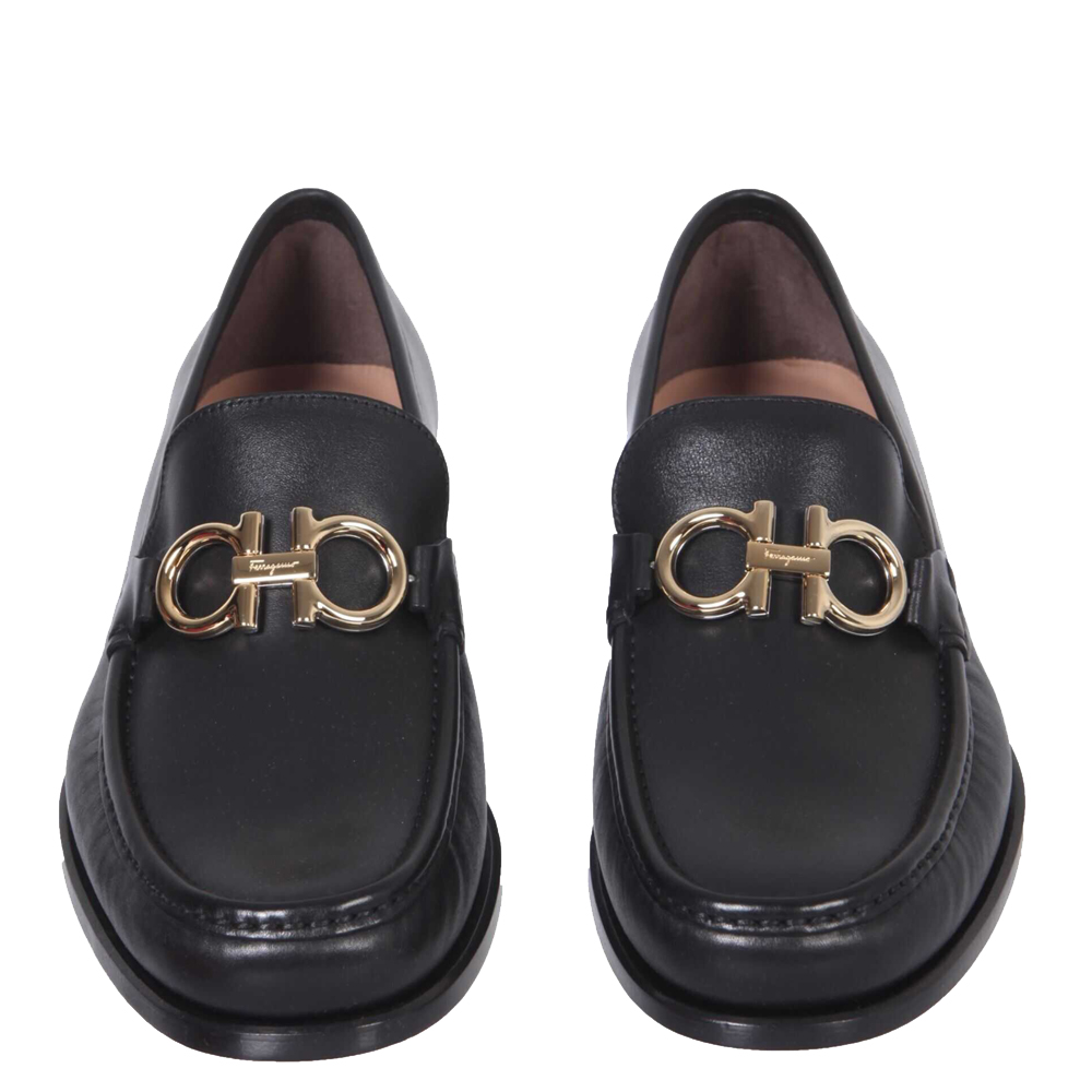 

Salvatore Ferragamo Black Leather Gancini Loafers Size US 9 EU