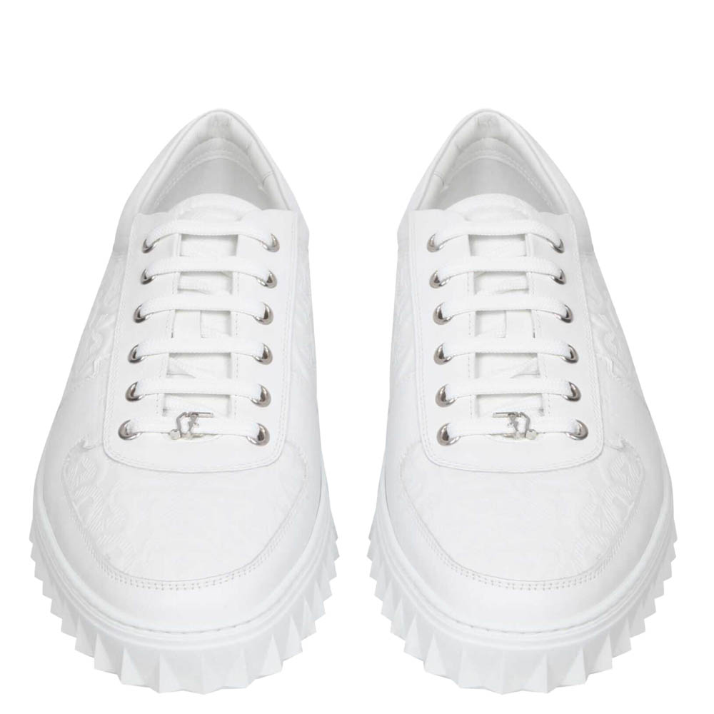 

Salvatore Ferragamo White Leather Gancini Sneakers Size US 10 EU