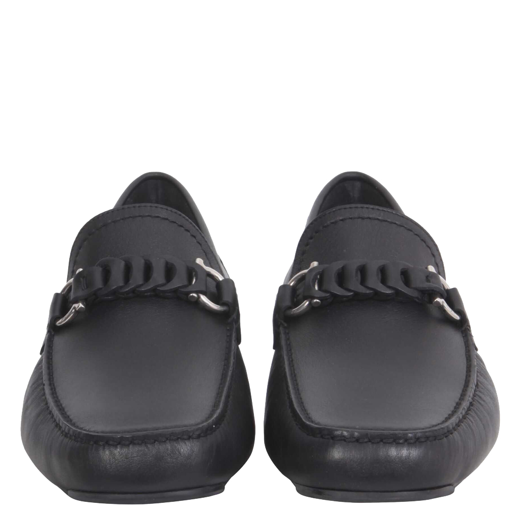 

Salvatore Ferragamo Black Leather Gancini Driver Loafers Size US 8 EU