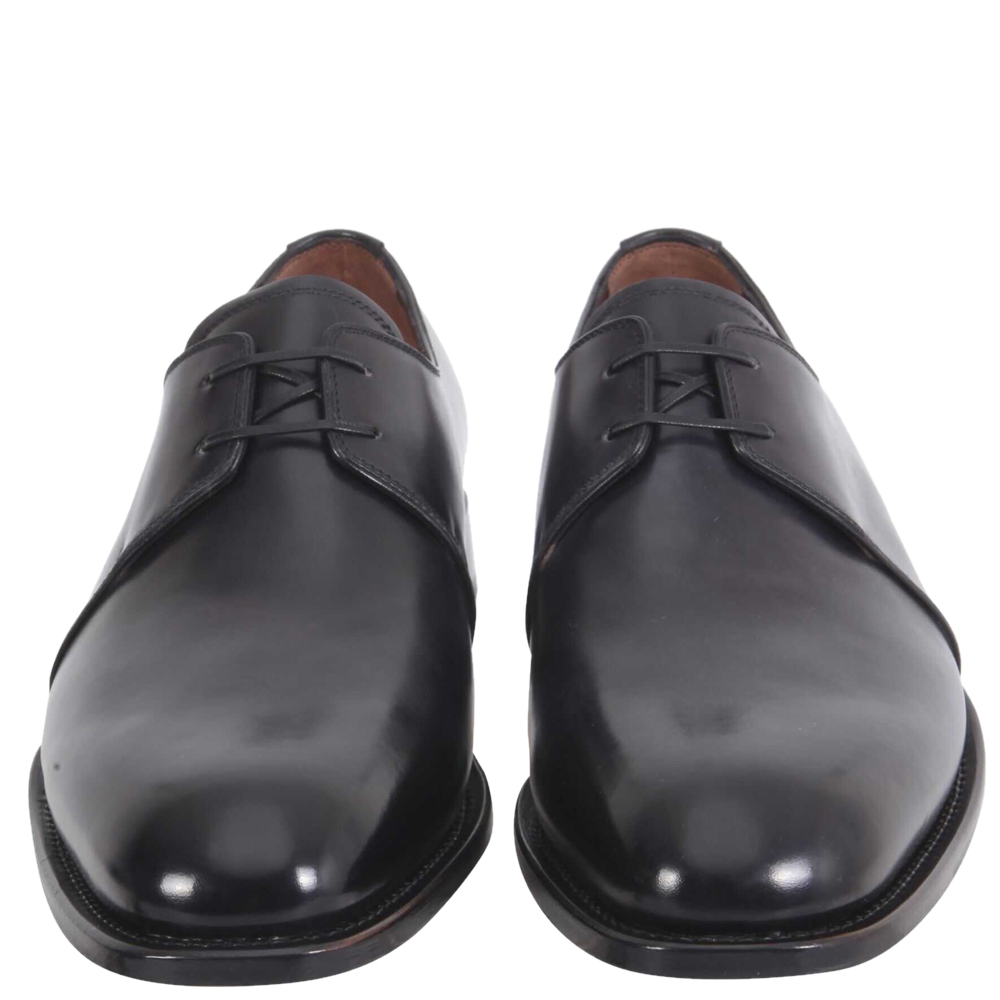 

Salvatore Ferragamo Black Leather Lace Up Derby Shoes Size US 8 EU