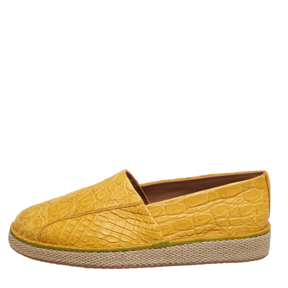 

Salvatore Ferragamo Yellow Crocodile Leather Lampedusa Espadrilles Size