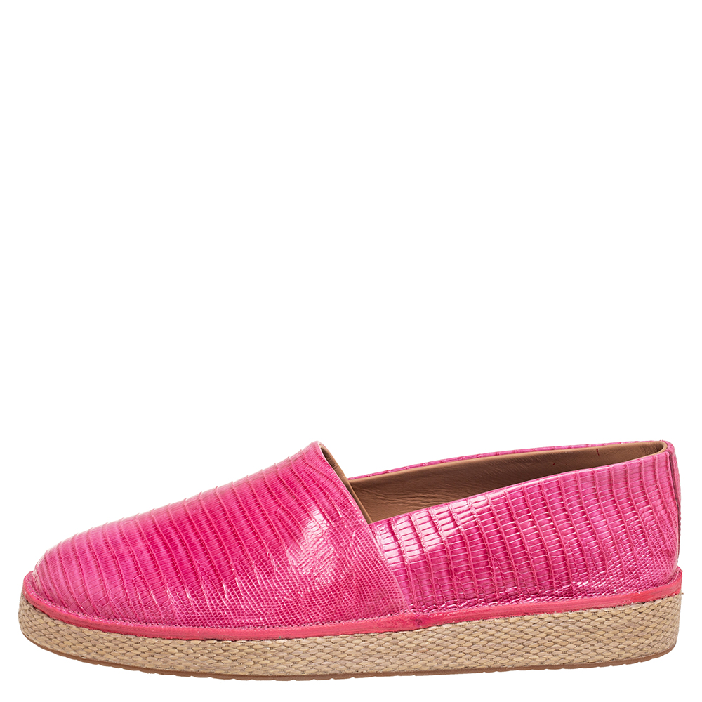 

Salvatore Ferragamo Hot Pink Lizard Leather Lampedusa Espadrilles Size