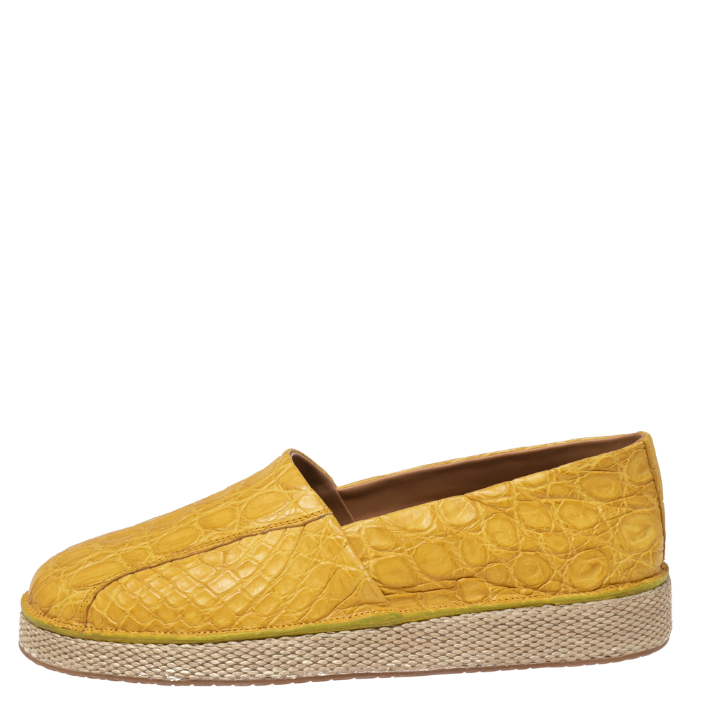 

Salvatore Ferragamo Yellow Crocodile Leather Lampedusa Espadrilles Size