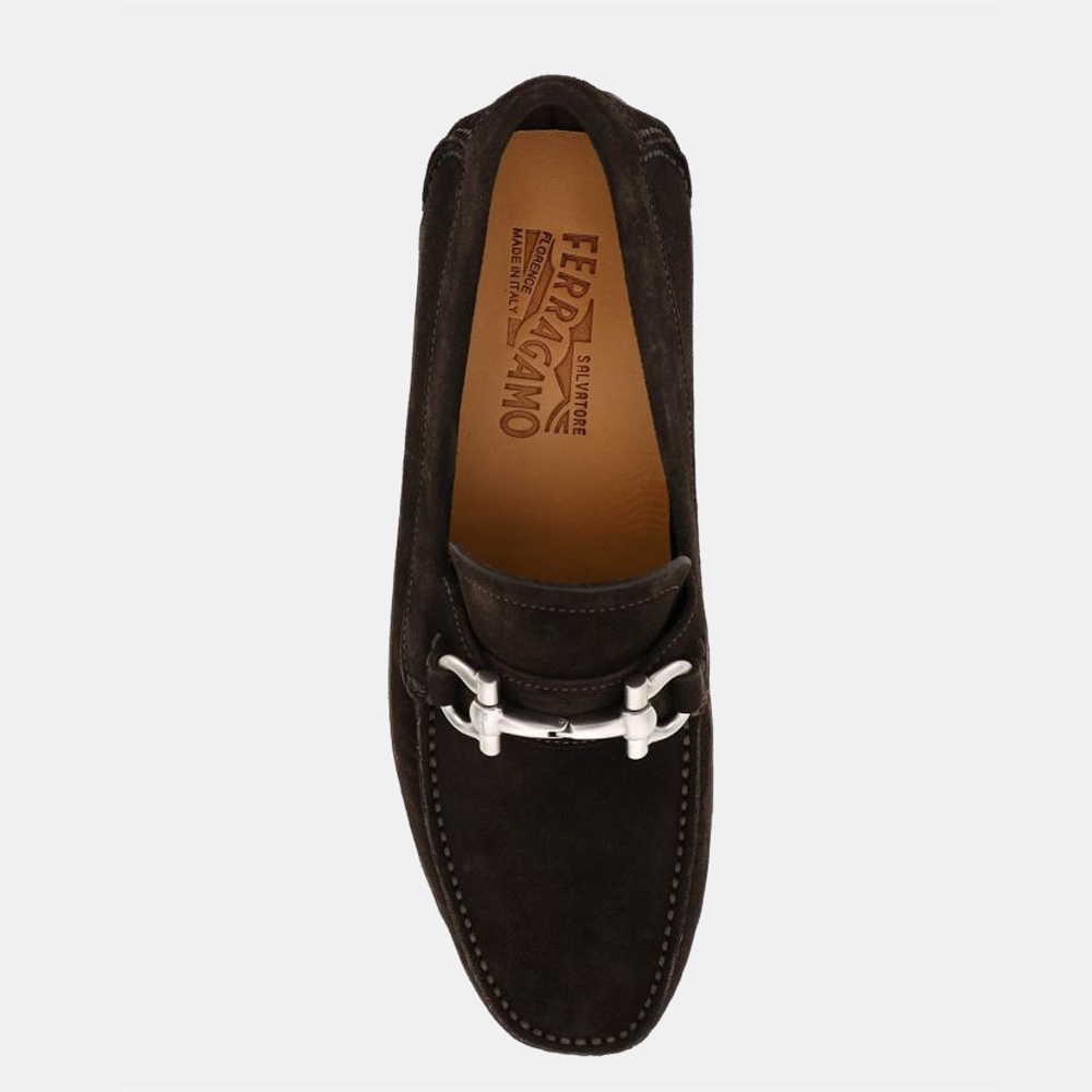 

Salvatore Ferragamo Black Suede Leather Gancio Driving Shoes Size US 8/EU