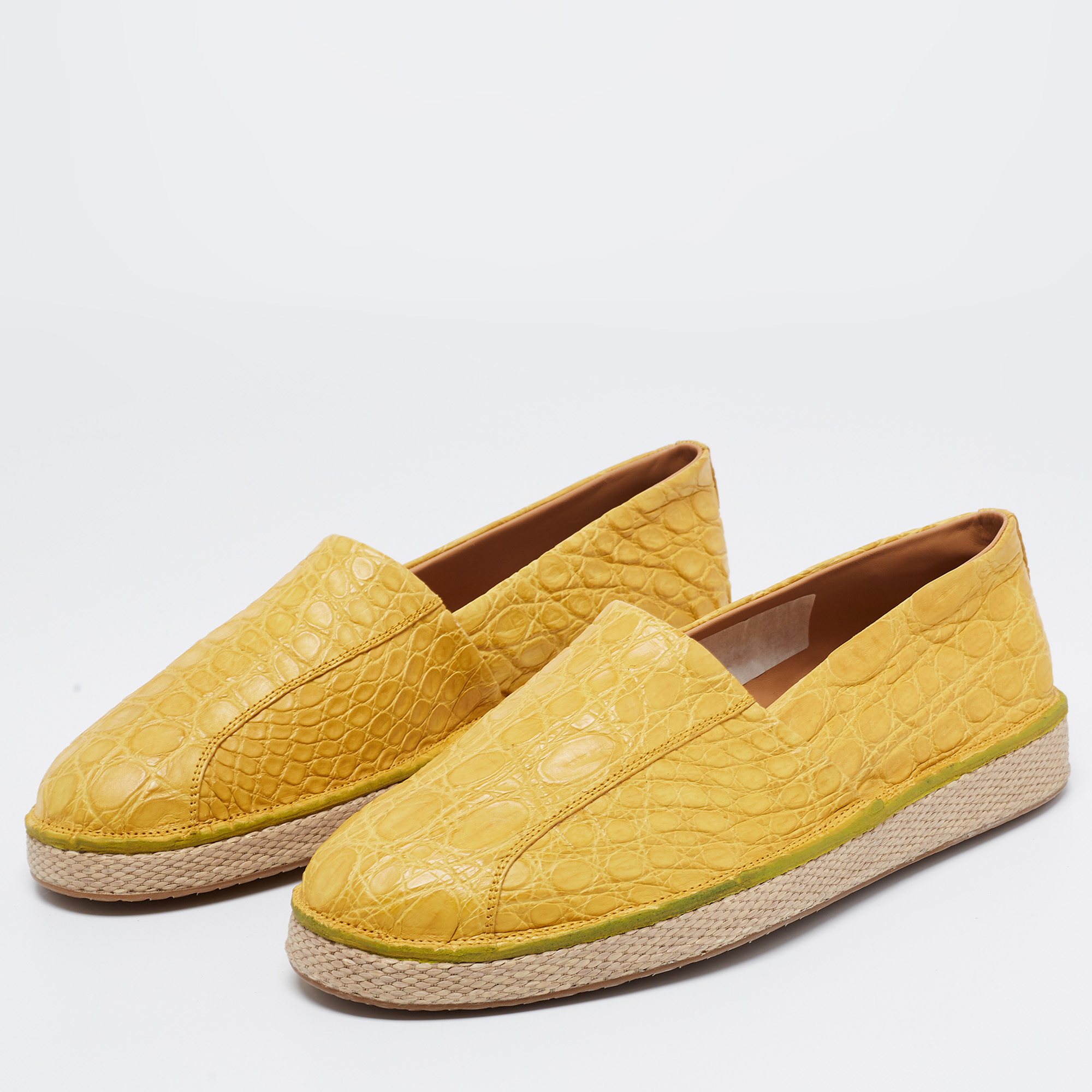 

Salvatore Ferragamo Yellow Crocodile Leather Lampedusa Espadrilles Size