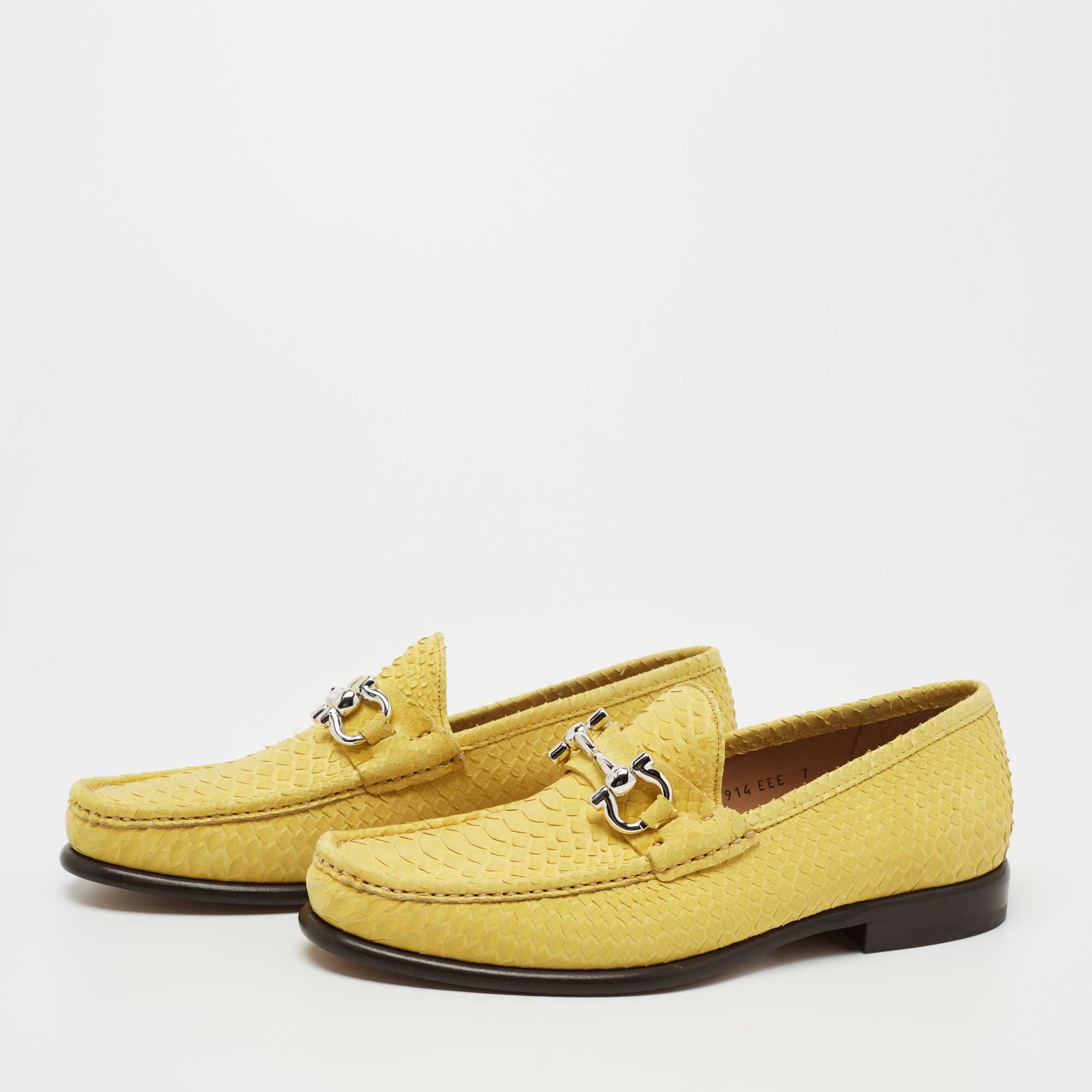 

Salvatore Ferragamo Yellow Python Mason Loafers Size