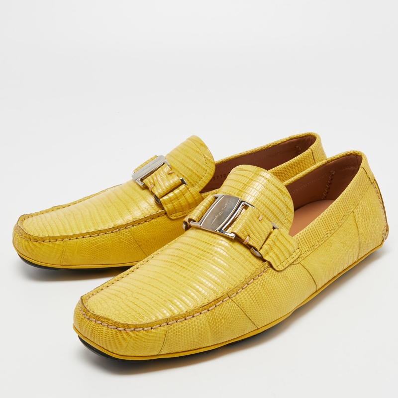 

Salvatore Ferragamo Yellow Lizard Sardegna Loafers Size