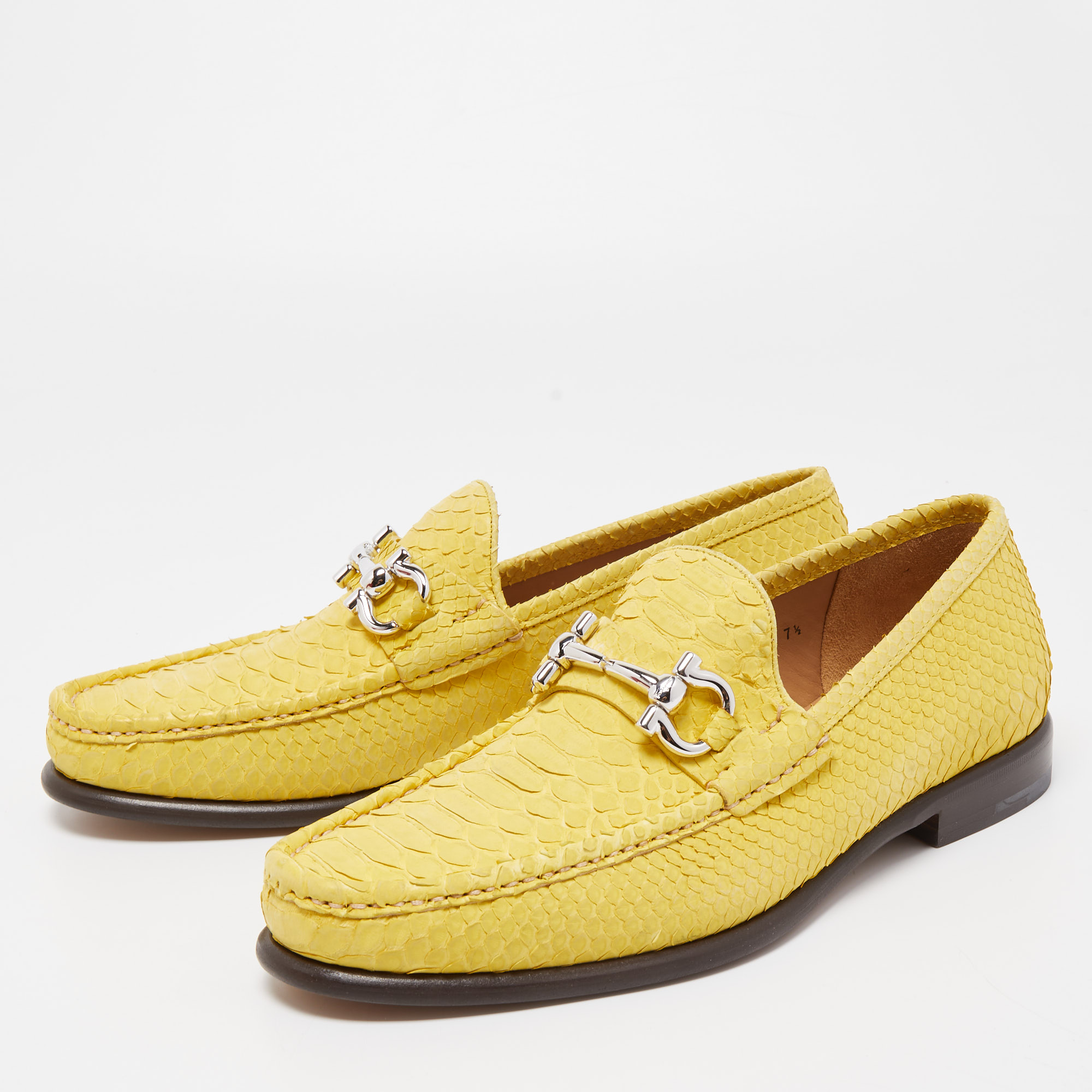 

Salvatore Ferragamo Yellow Python Leather Mason Loafers Size