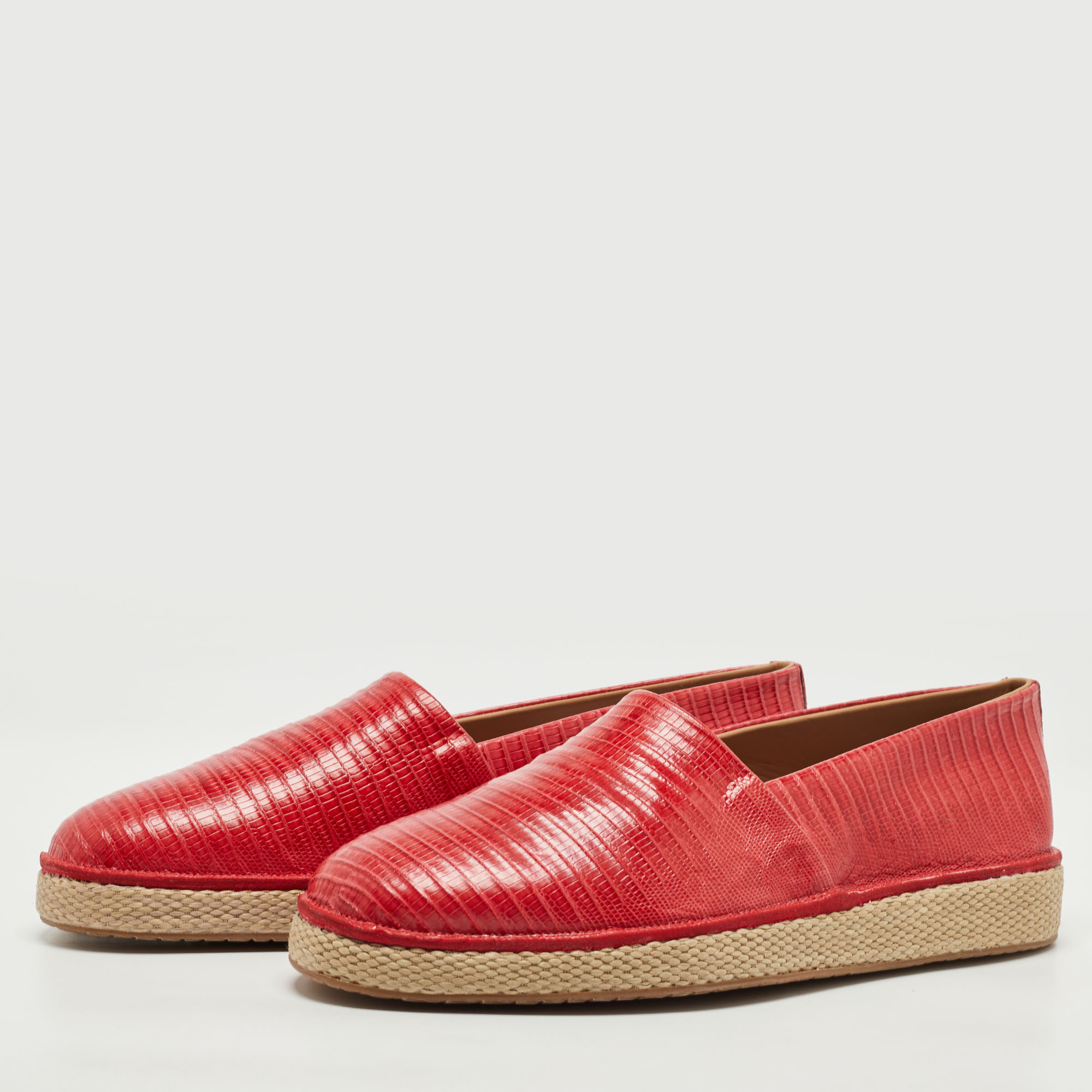 

Salvatore Ferragamo Red Lizard Leather Lampedusa Espadrille Size