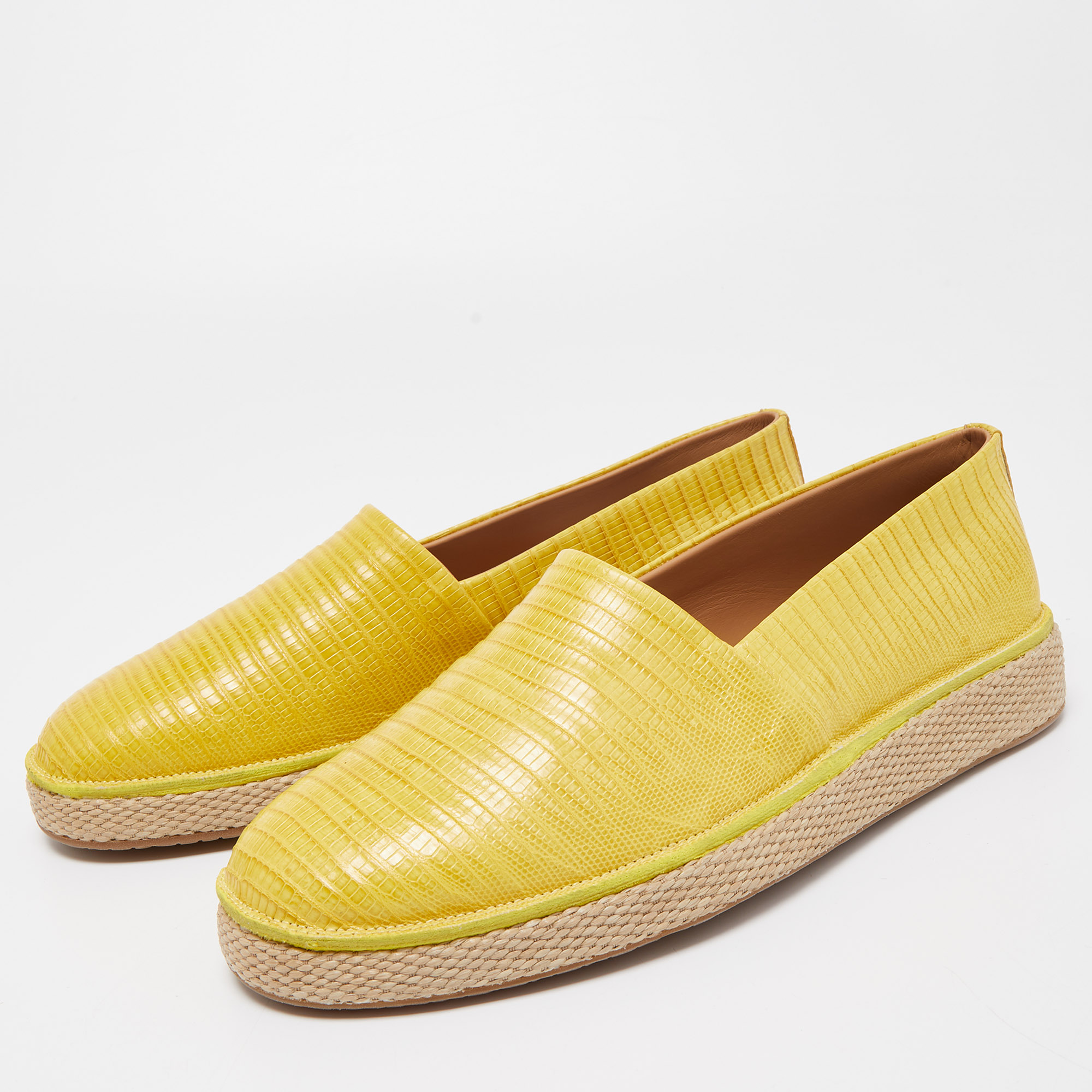 

Salvatore Ferragamo Yellow Lizard Leather Lampedusa Espadrille Size