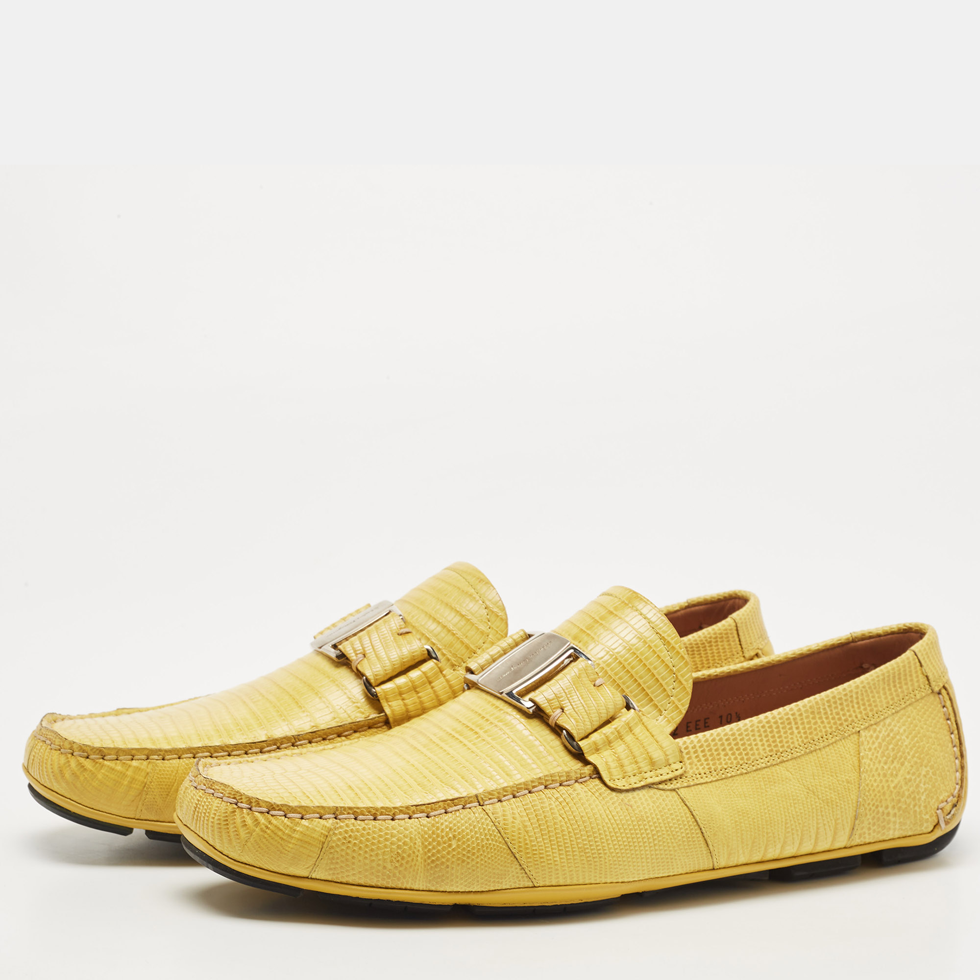 

Salvatore Ferragamo Yellow Lizard Sardegna Loafers Size