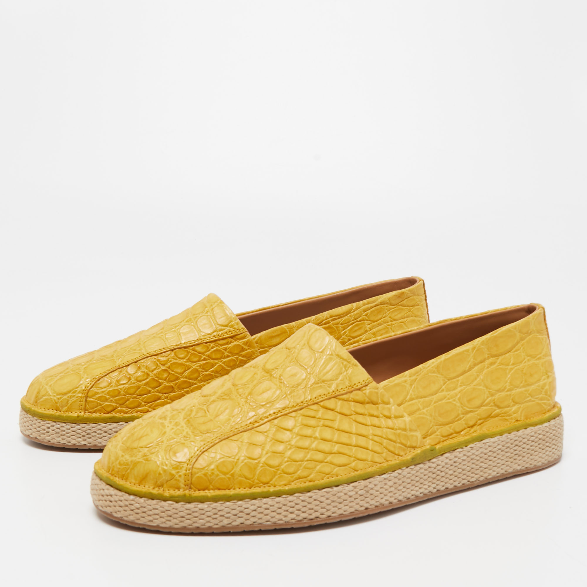 

Salvatore Ferragamo Yellow Crocodile Leather Lampedusa Espadrilles Size