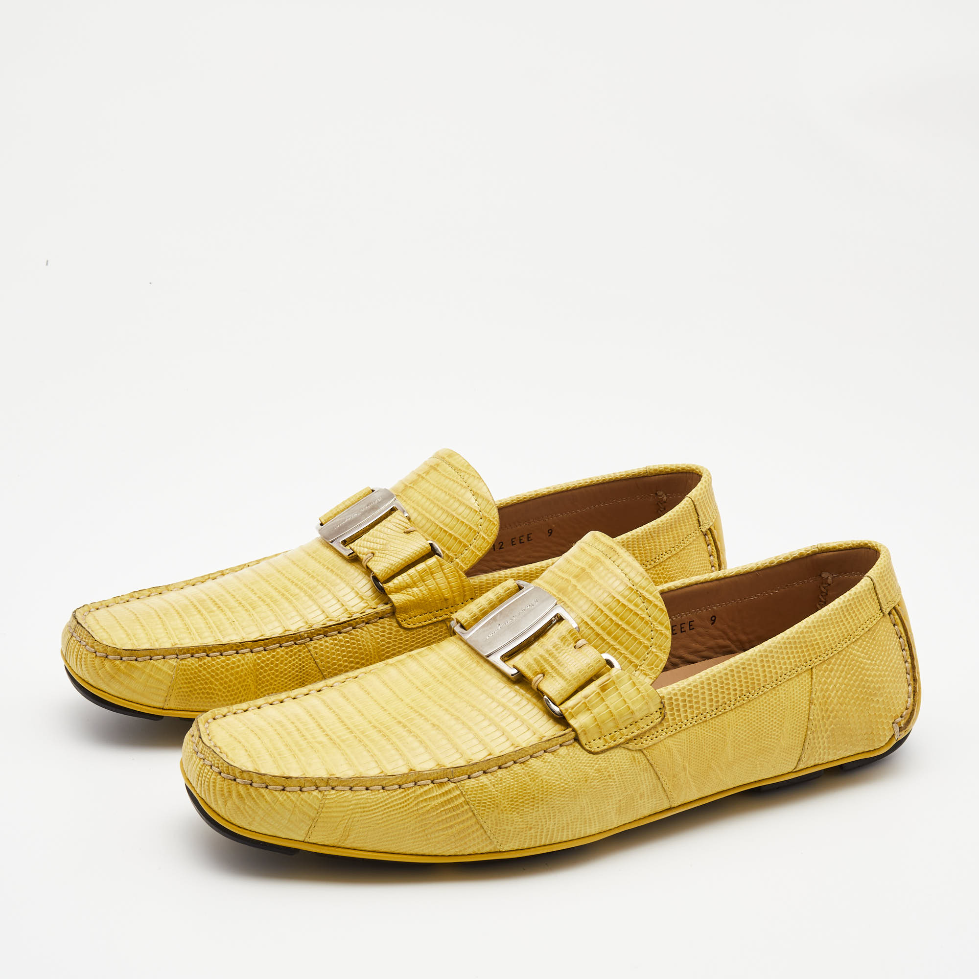 

Salvatore Ferragamo Yellow Lizard Sardegna Loafers Size