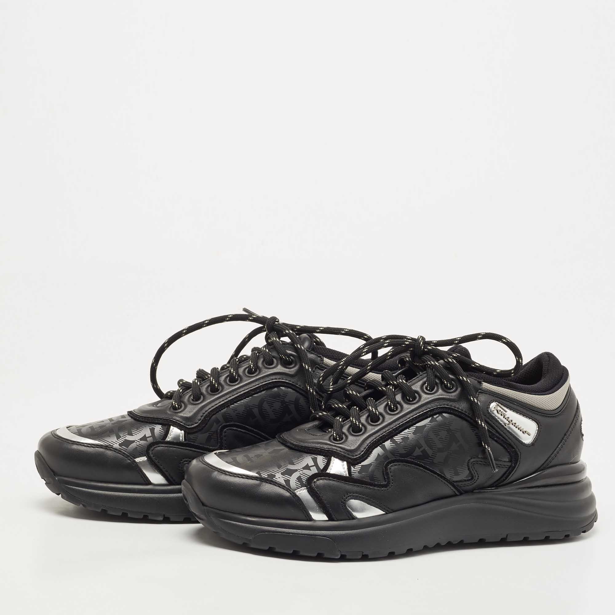 

Salvatore Ferragamo Black Leather Now Runner Sneakers Size