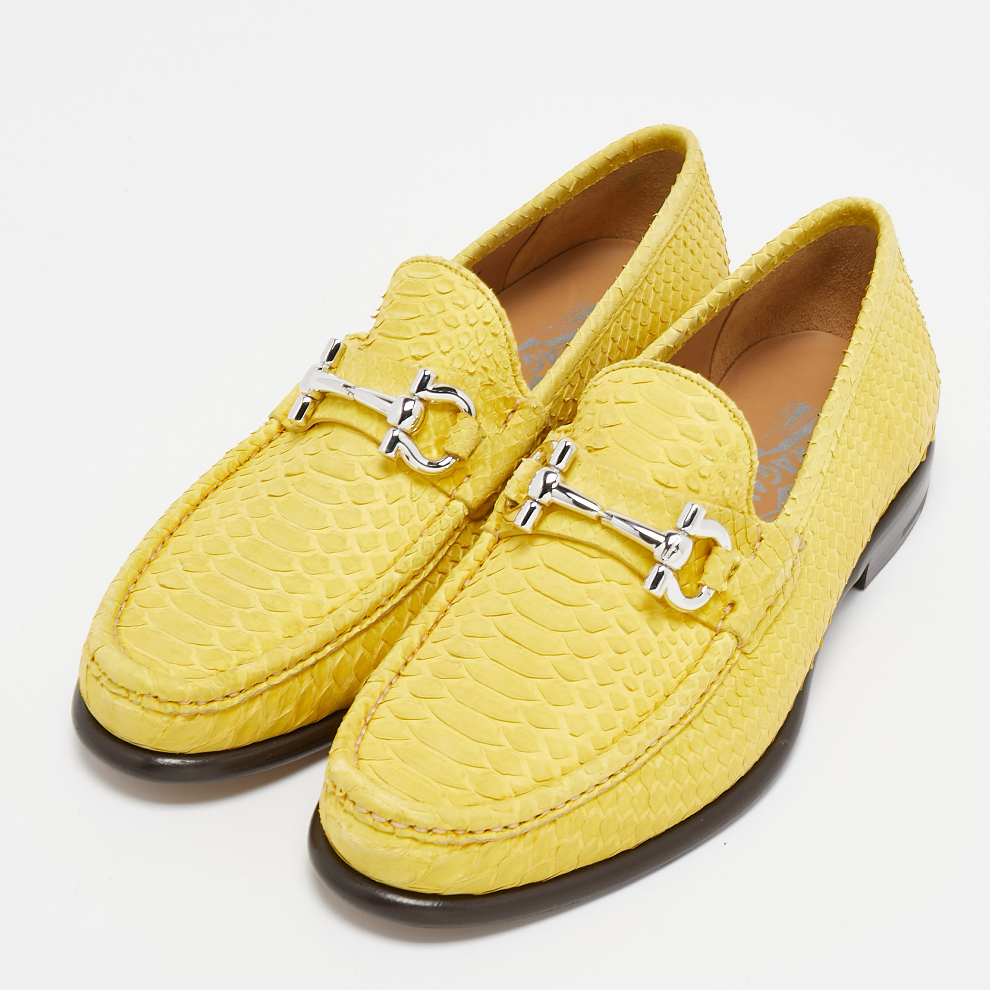 

Salvatore Ferragamo Yellow Python Leather Mason Loafers Size