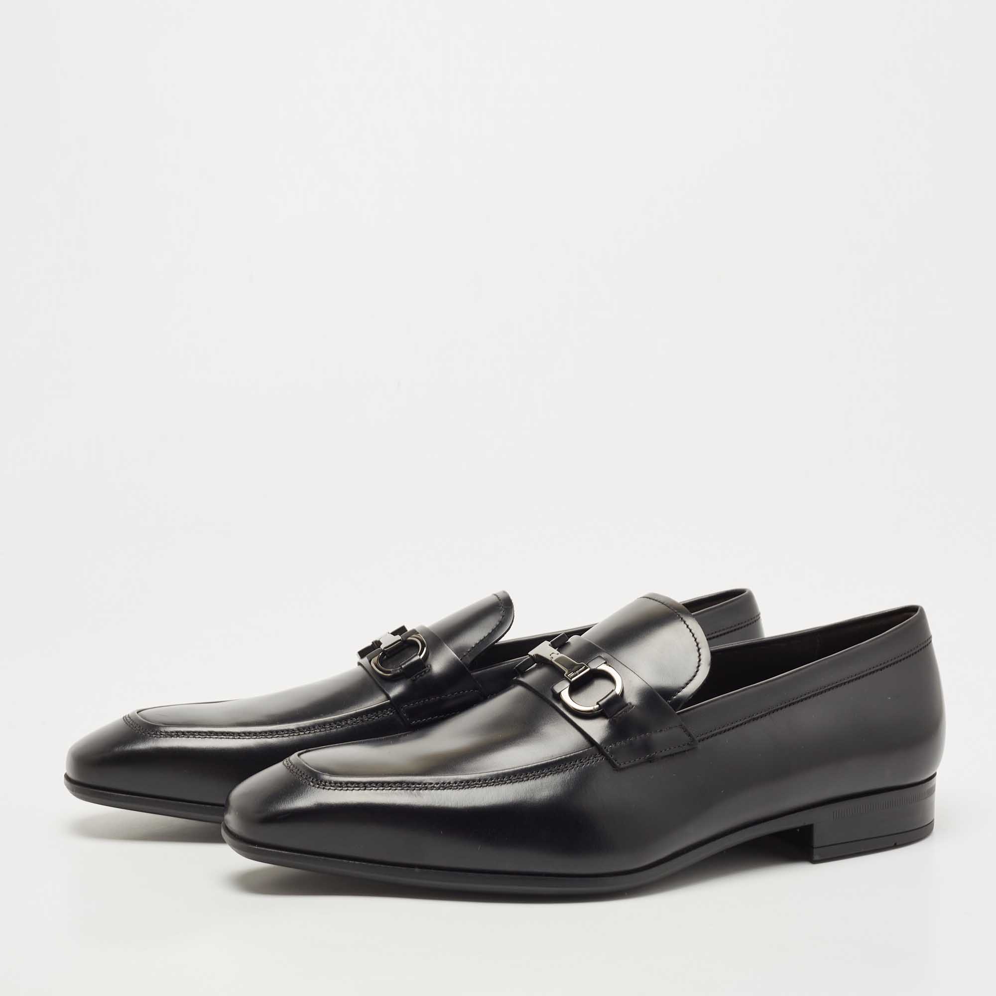 

Salvatore Ferragamo Black Leather Gardel Loafers Size
