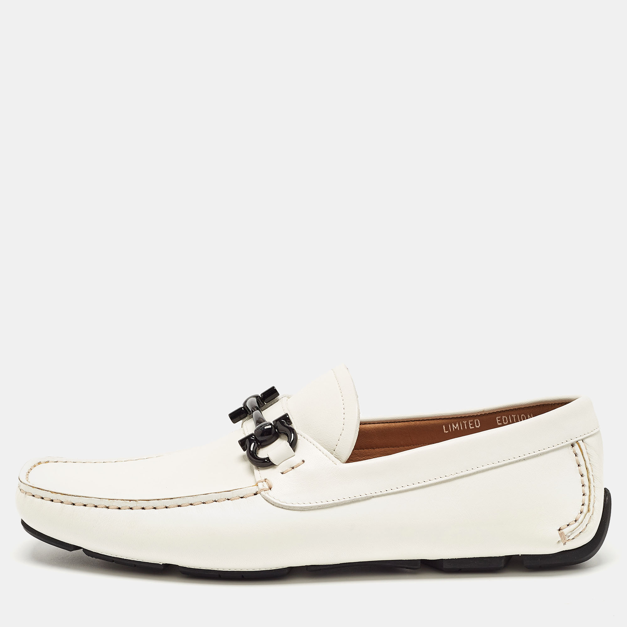 

Salvatore Ferragamo White Leather Limited Edition Mason Loafers Size