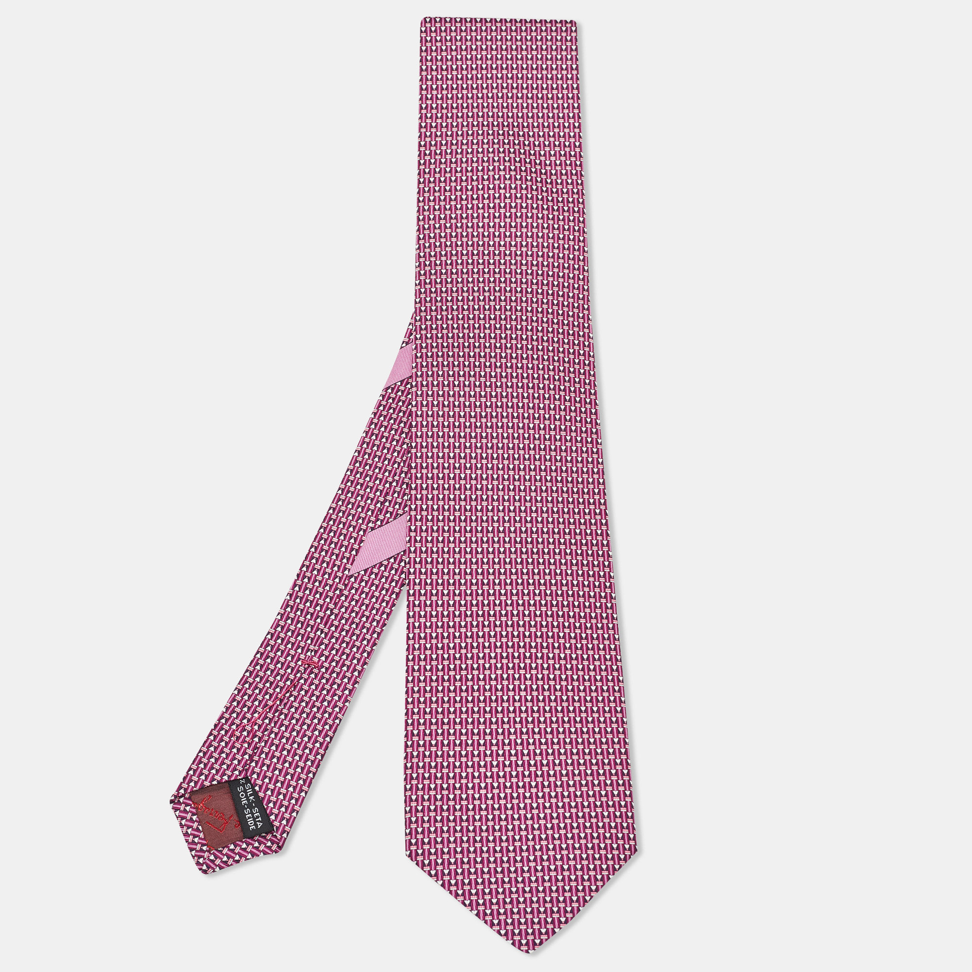 

Salvatore Ferragamo Pink Print Silk Tie