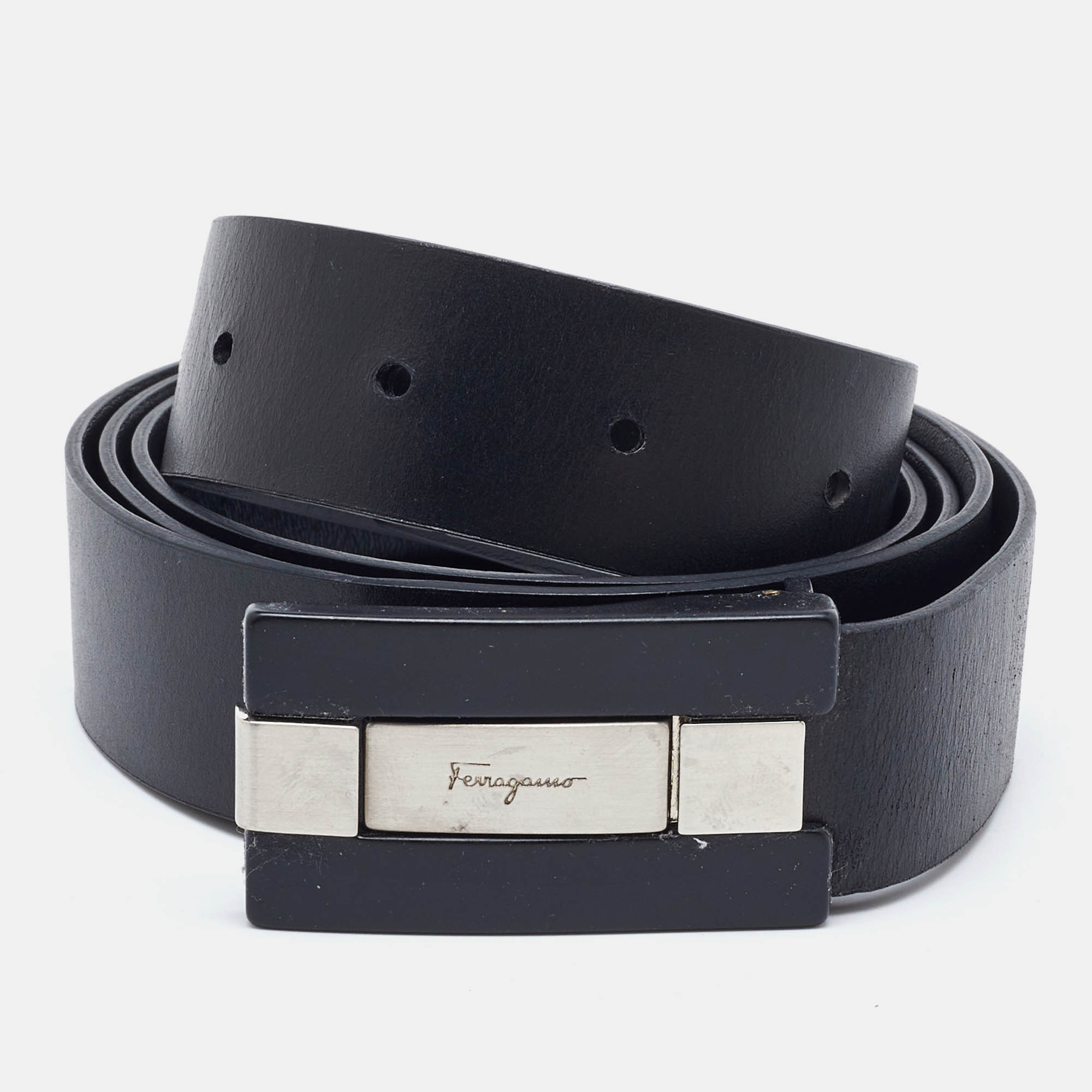 

Salvatore Ferragamo Black Leather Cut to Size Reversible Belt