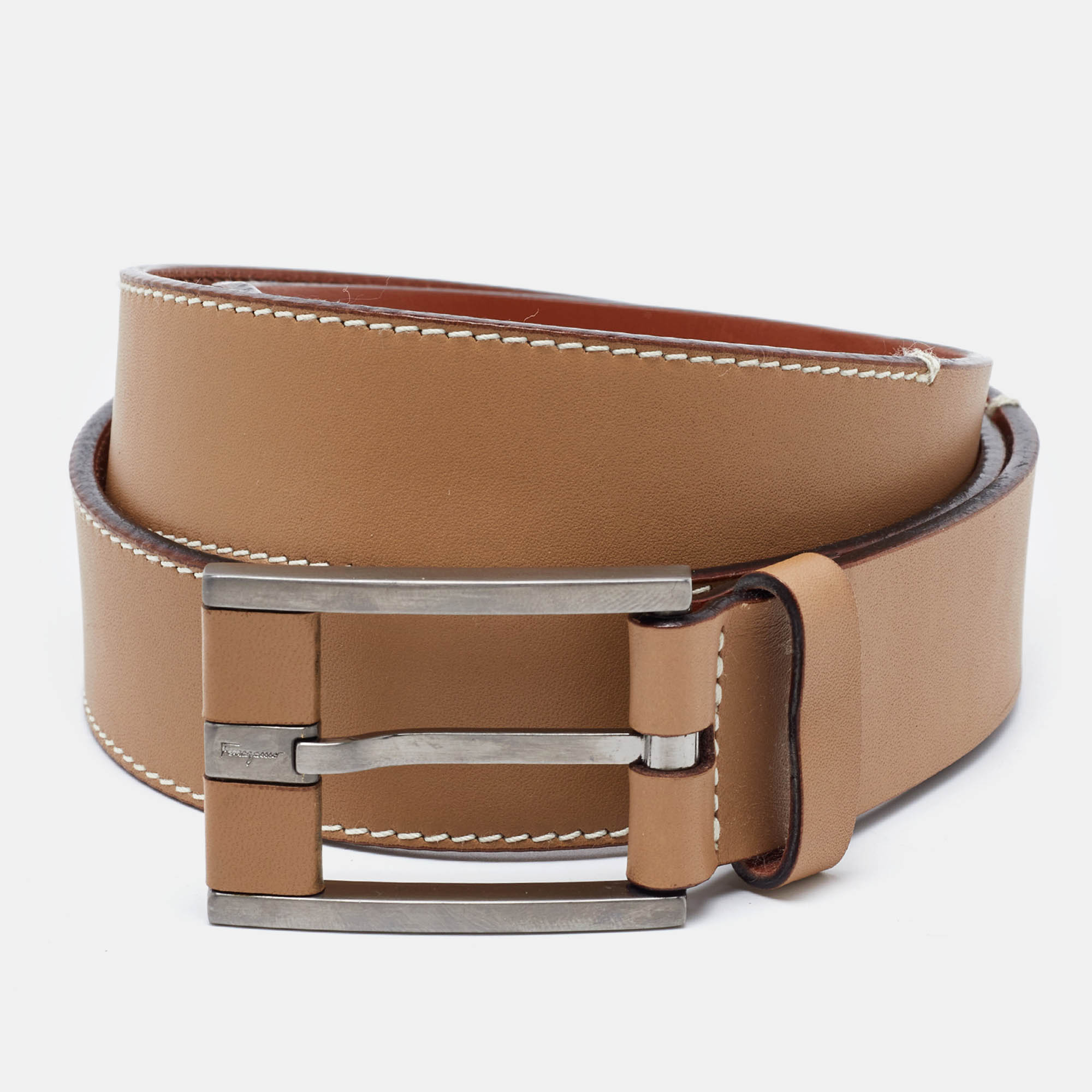 

Salvatore Ferragamo Tan Leather Buckle Belt