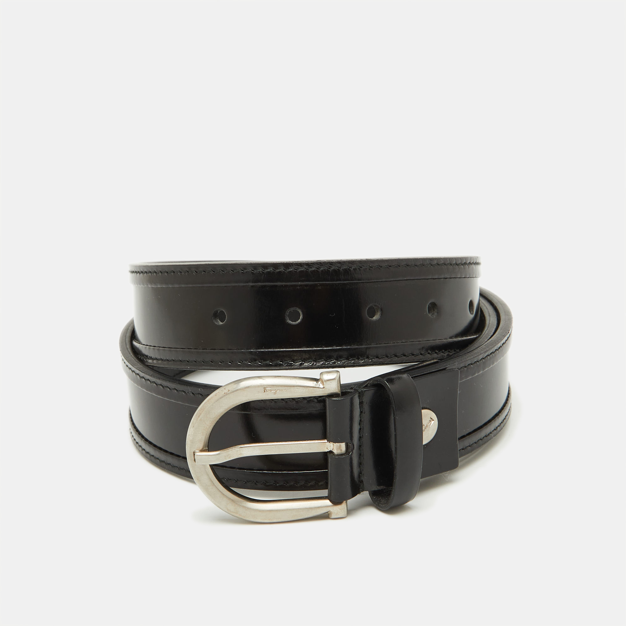 

Salvatore Ferragamo Black Leather Buckle Belt