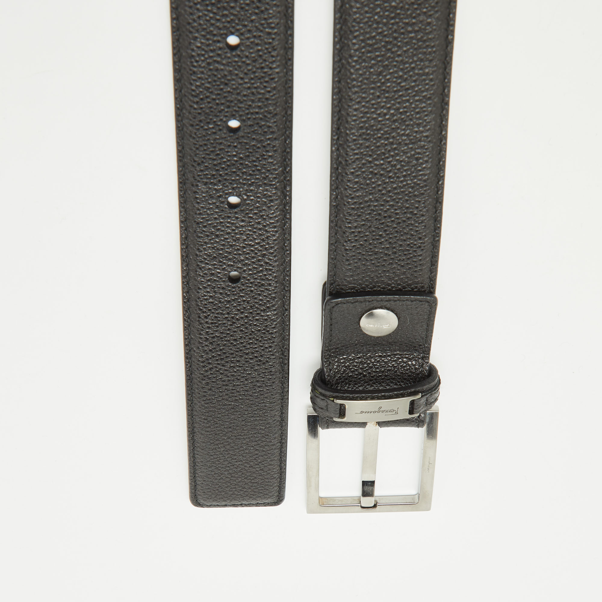 Salvatore Ferragamo Black Leather Buckle Belt 95CM 