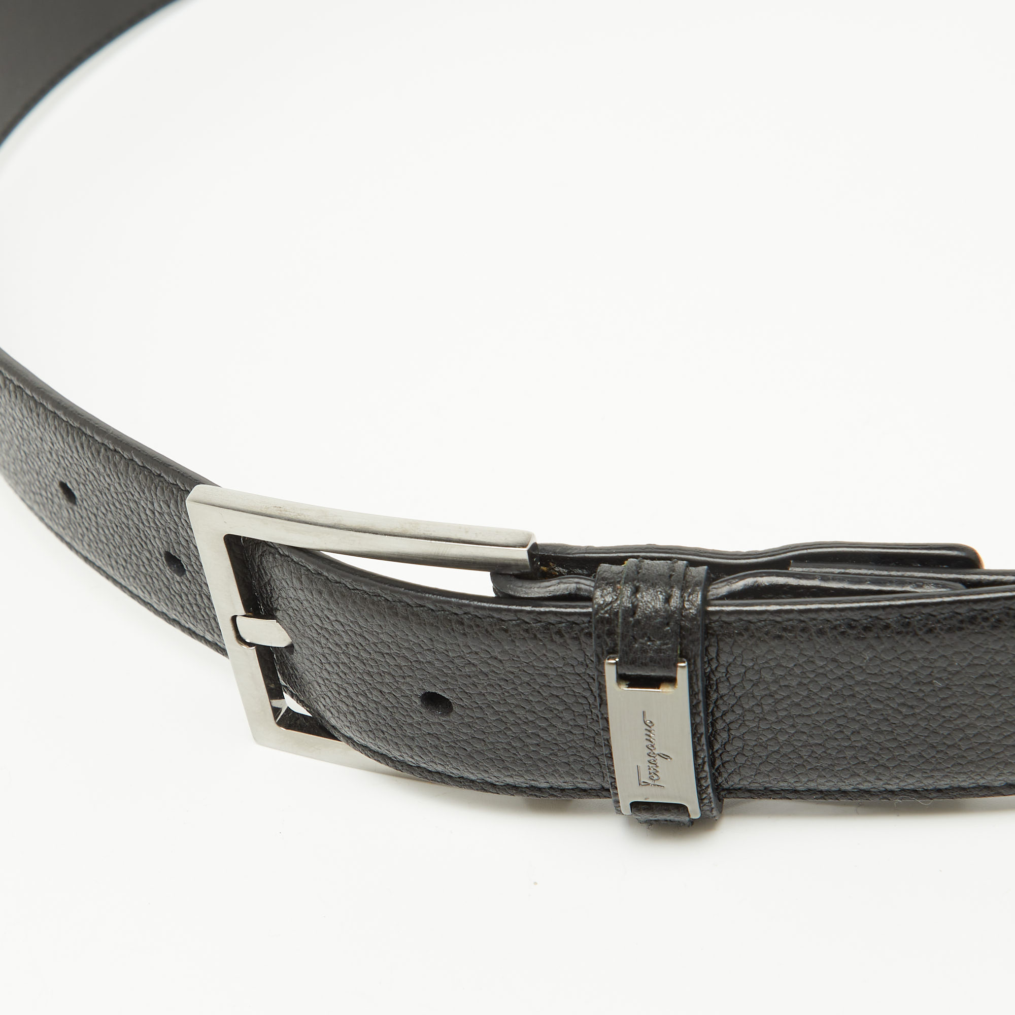 Salvatore Ferragamo Black Leather Buckle Belt 95CM 