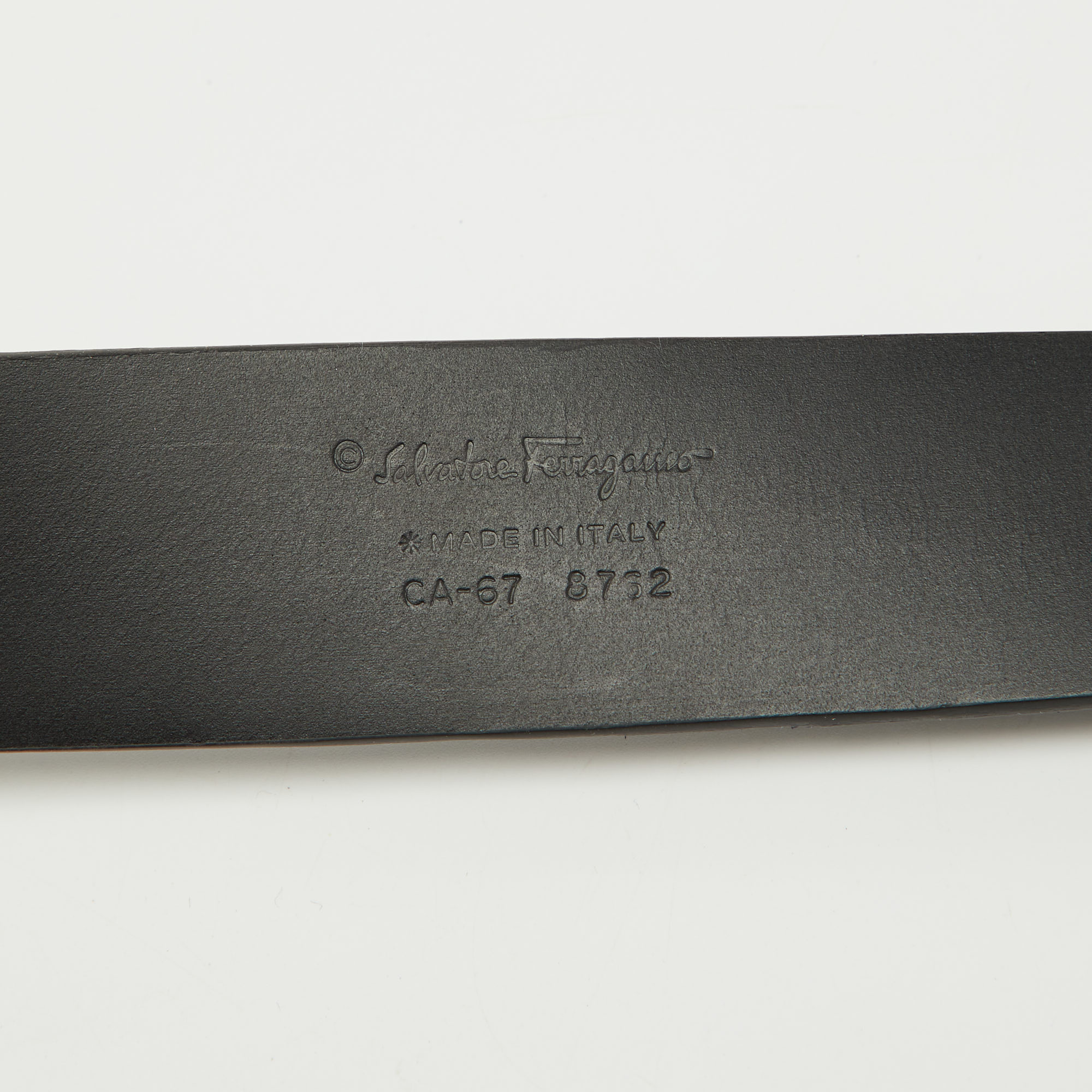 Salvatore Ferragamo Navy Blue/Black Nubuck Leather Cut to Size Reversible Gancini Buckle Belt 