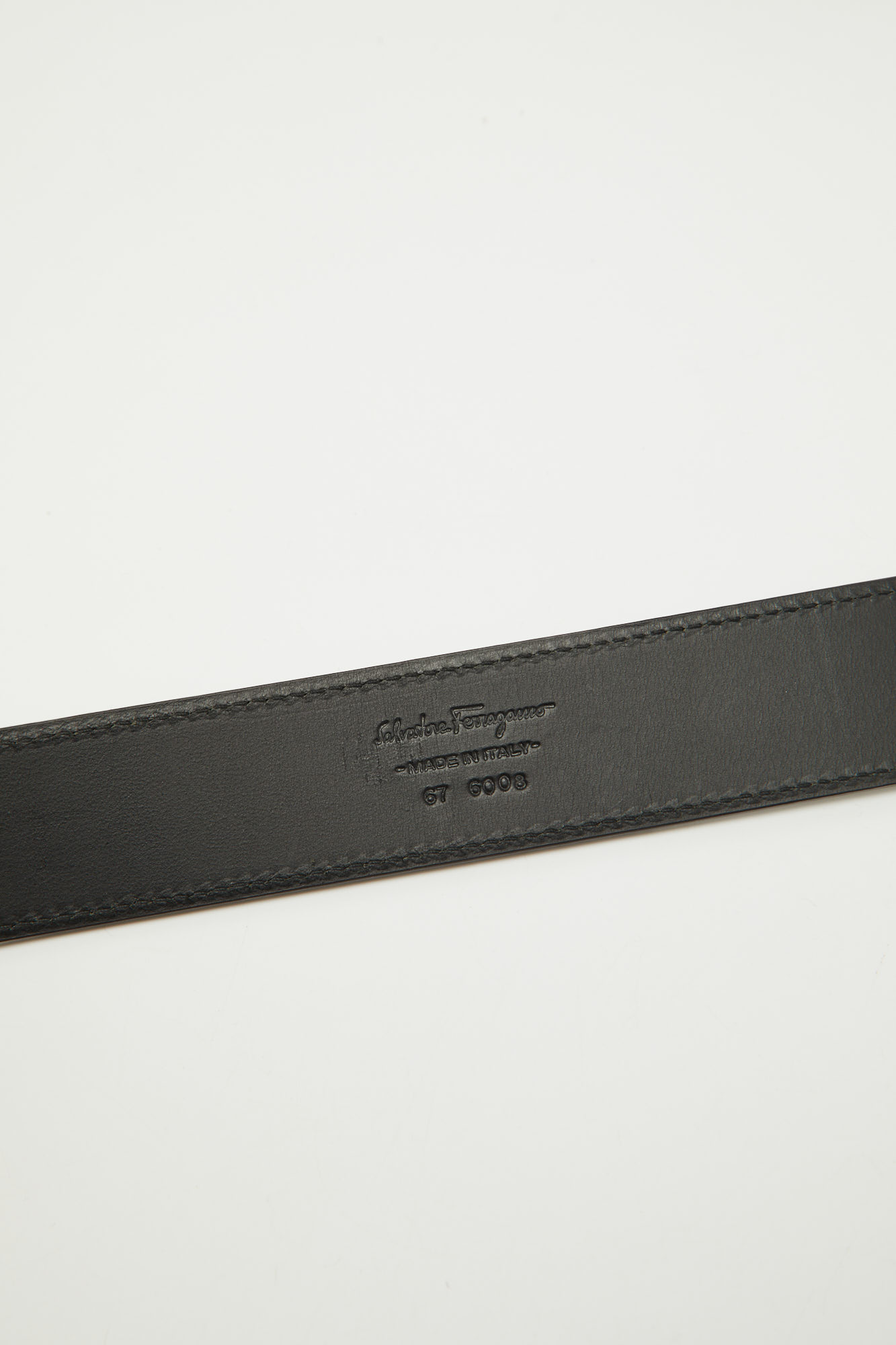 Salvatore Ferragamo Dark Brown/Black Leather Cut to Size Buckle Belt 