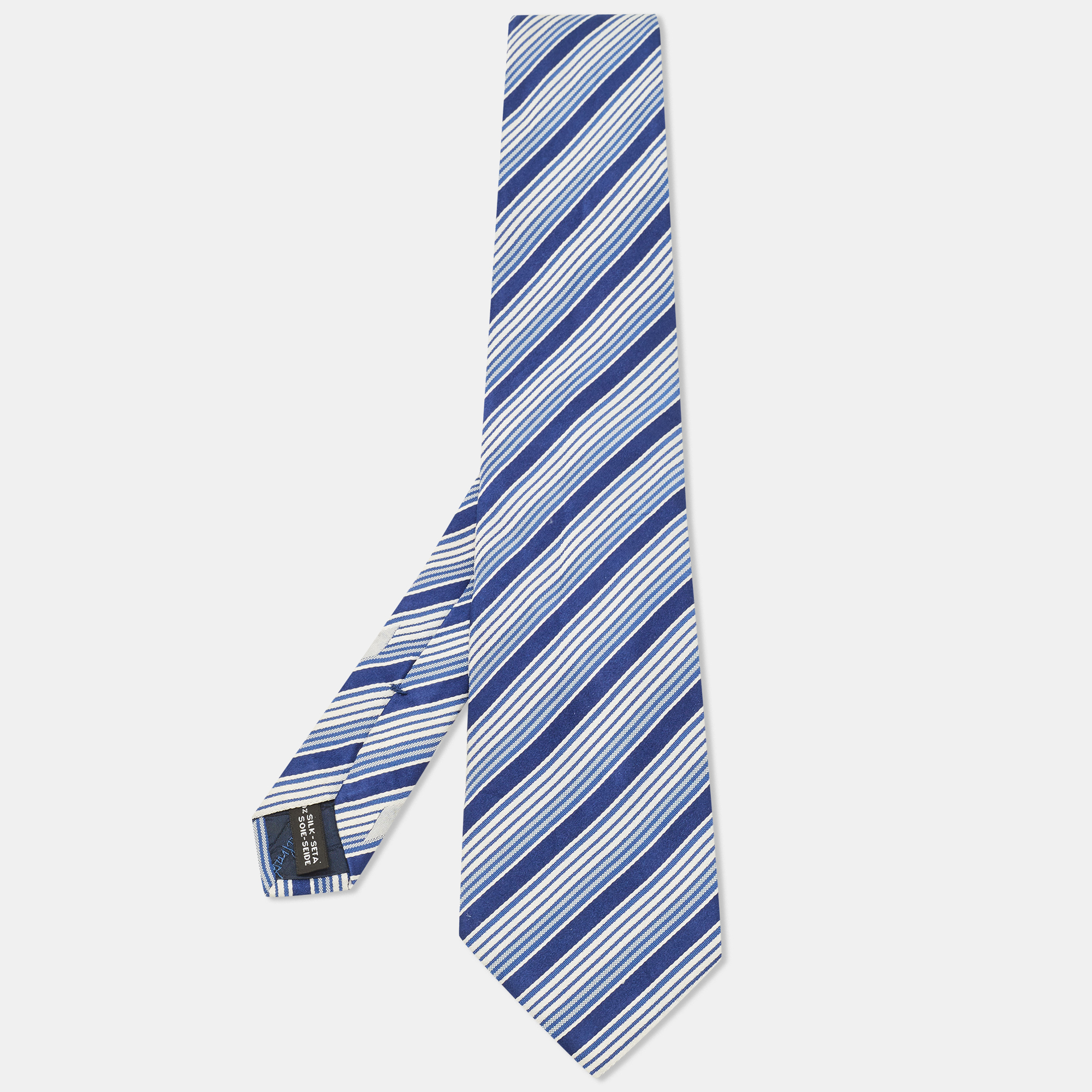 

Salvatore Ferragamo Blue Diagonal Striped Silk Tie