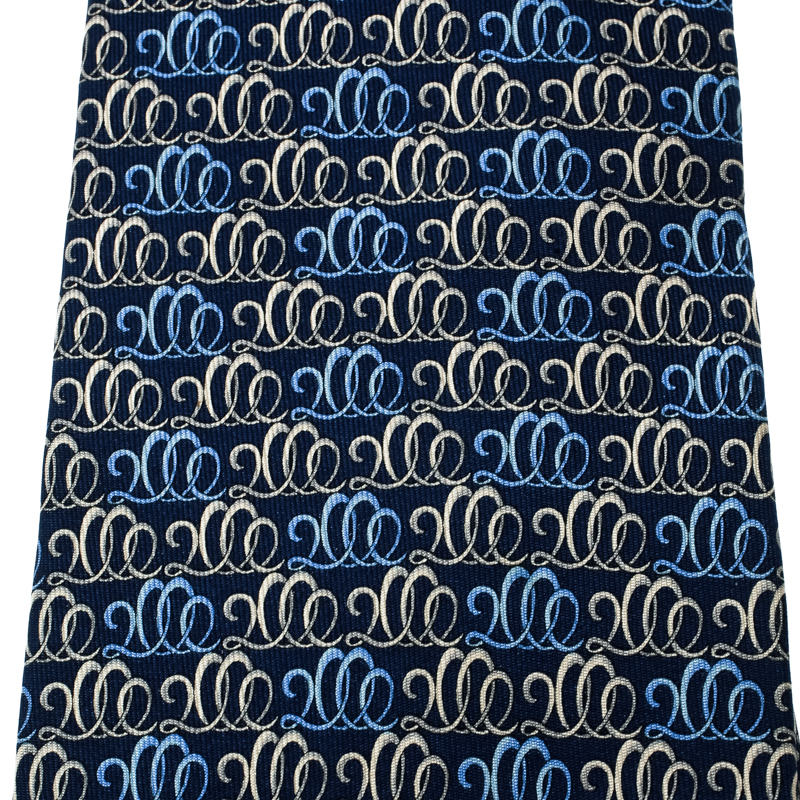 

Salvatore Ferragamo Blue 2000 Print Traditional Silk Tie