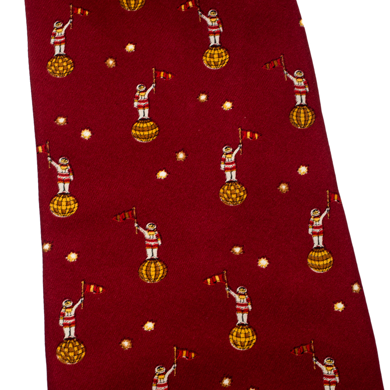 

Salvatore Ferragamo Red Astronaut Print Silk Tie