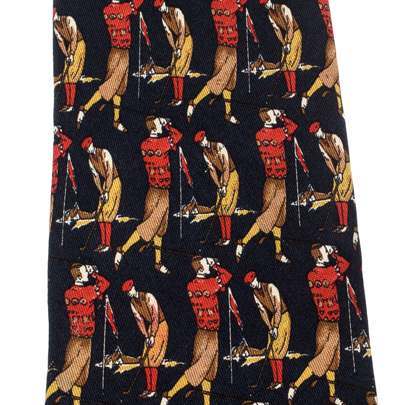 

Salvatore Ferragamo Multicolor Ole Time Golfer Print Silk Tie