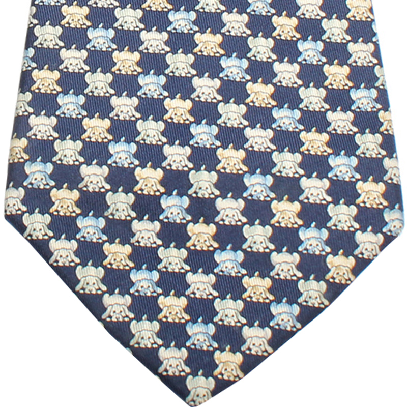 

Salvatore Ferragamo Navy Blue Dog Silk Print Tie