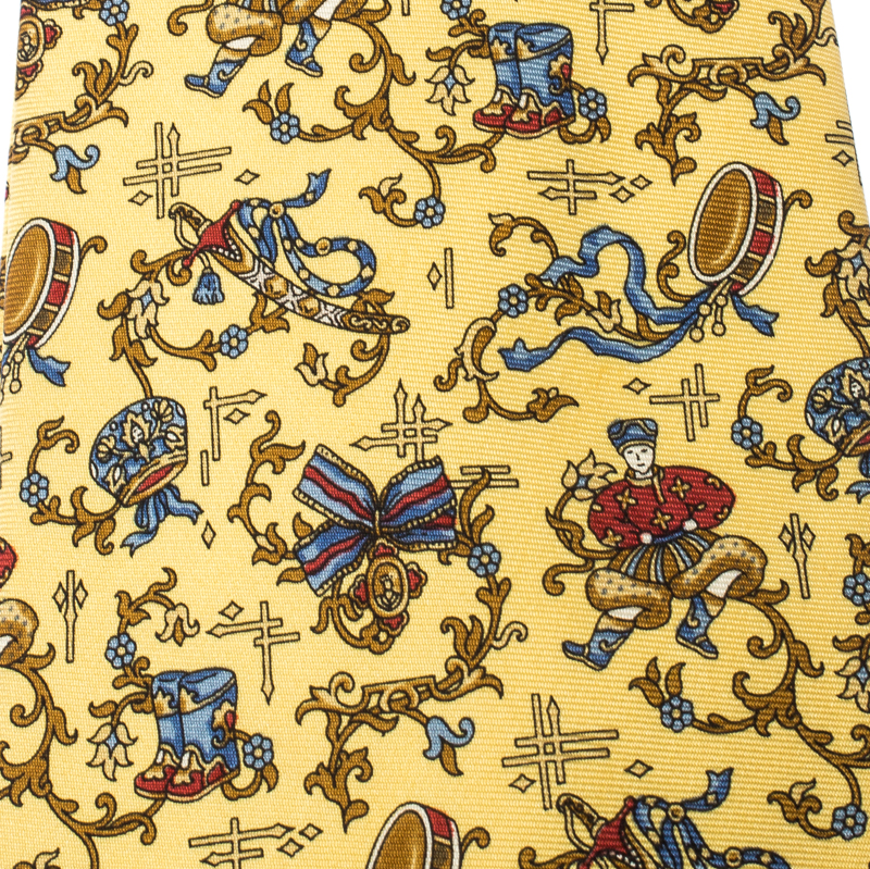 

Salvatore Ferragamo Yellow Festive Printed Silk Tie