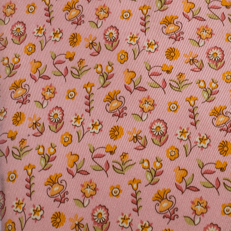 

Salvatore Ferragamo Pink Floral Print Silk Tie