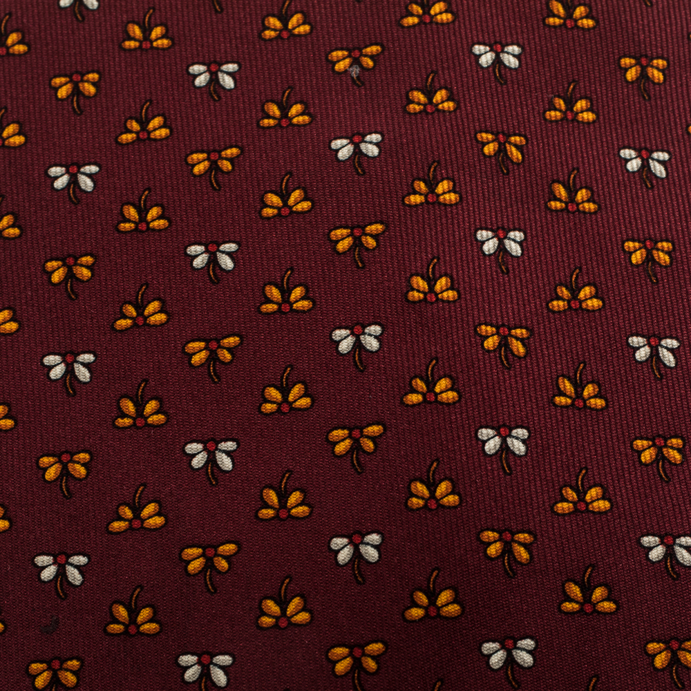 

Salvatore Ferragamo Wine Red Flower Print Silk Tie