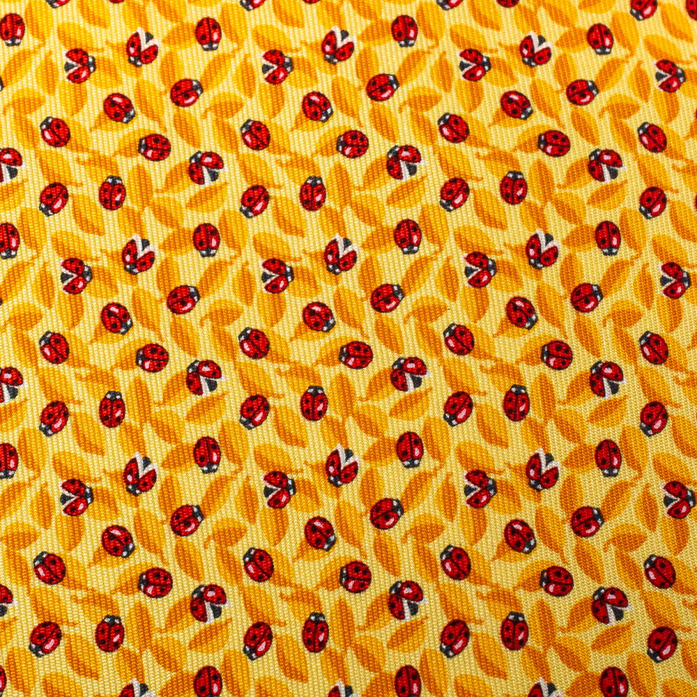 

Salvatore Ferragamo Yellow Ladybug Printed Silk Tie