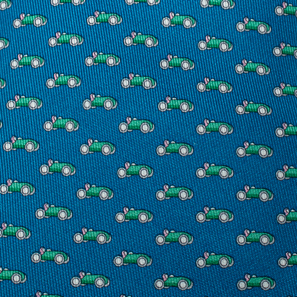 

Salvatore Ferragamo Blue Car Print Silk Tie
