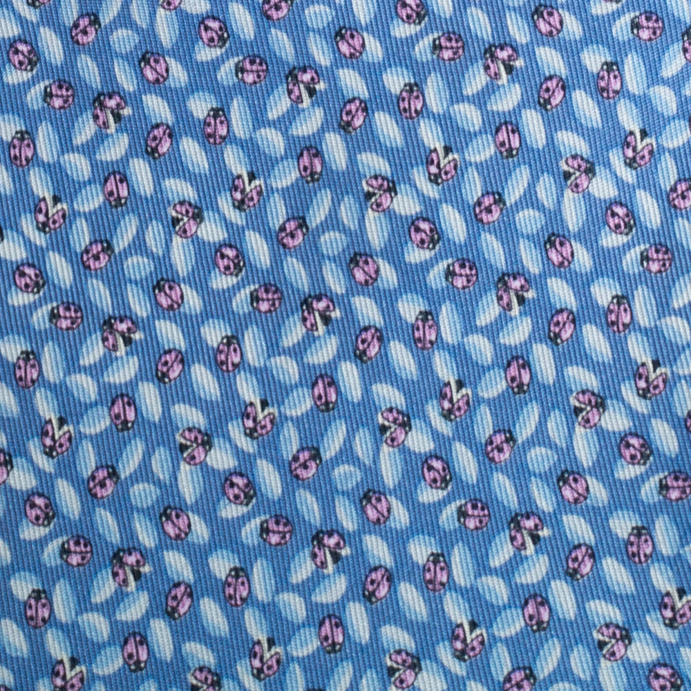 

Salvatore Ferragamo Pale Blue Ladybug Print Silk Tie