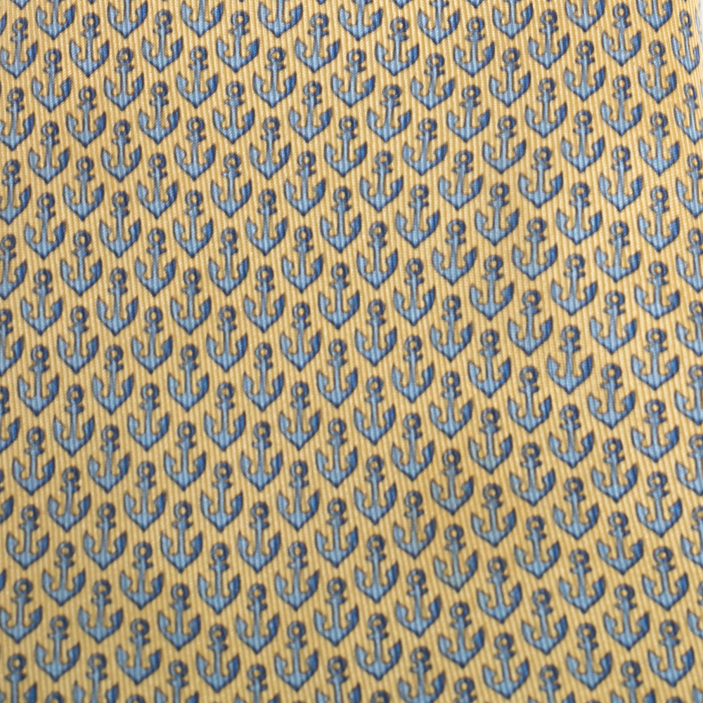 

Salvatore Ferragamo Yellow Anchor Print Silk Tie