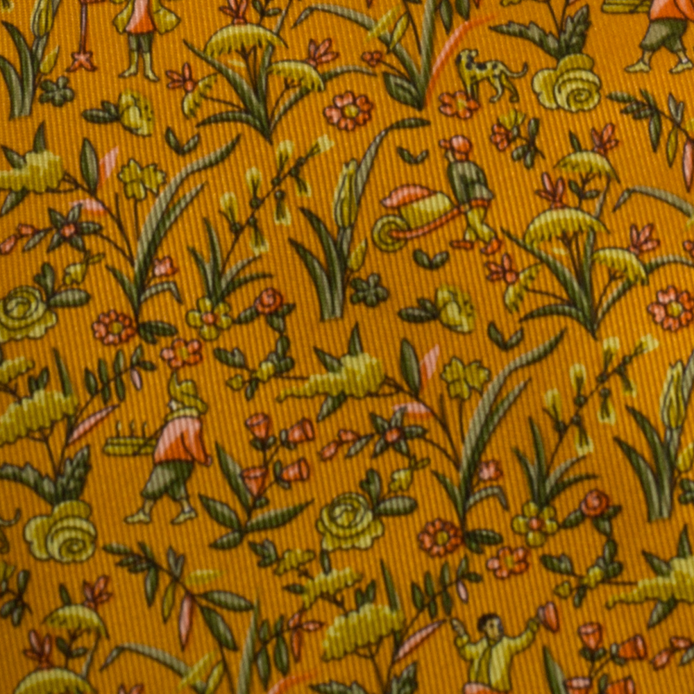 

Salvatore Ferragamo Chrome Yellow Floral Print Silk Tie