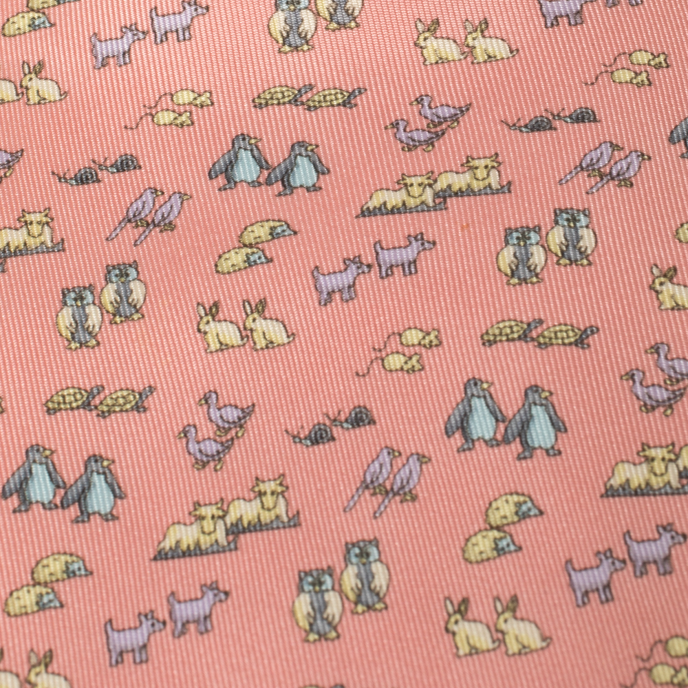 

Salvatore Ferragamo Pink Animal Print Silk Tie