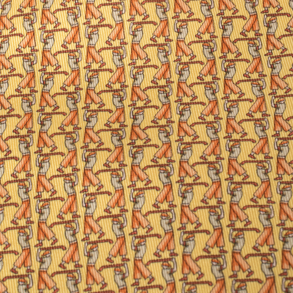 

Salvatore Ferragamo Yellow Golfer Print Silk Tie