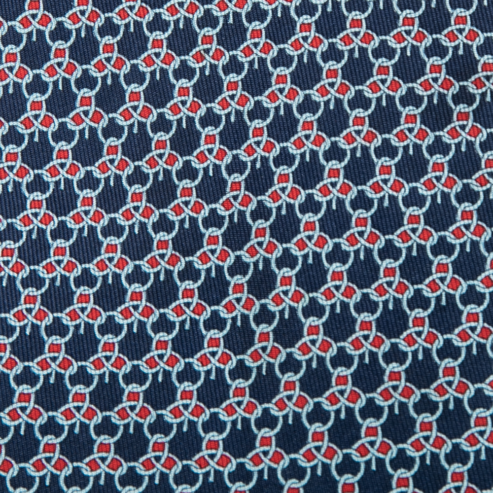 

Salvatore Ferragamo Blue Printed Silk Traditional Tie