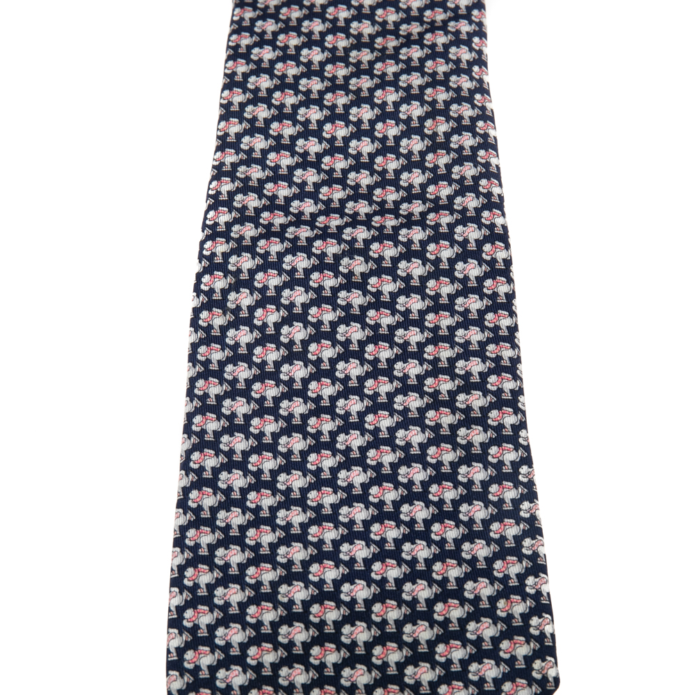 

Salvatore Ferragamo Blue Skating Animal Print Silk Tie