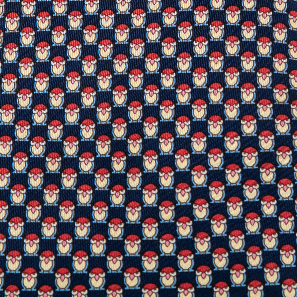 

Salvatore Ferragamo Blue Owl Print Silk Tie