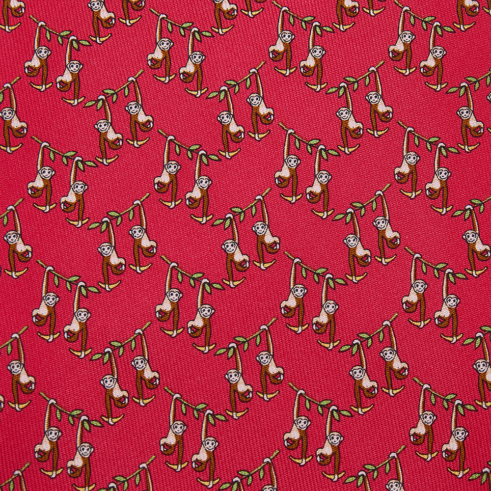 

Salvatore Ferragamo Red Monkey Print Silk Tie