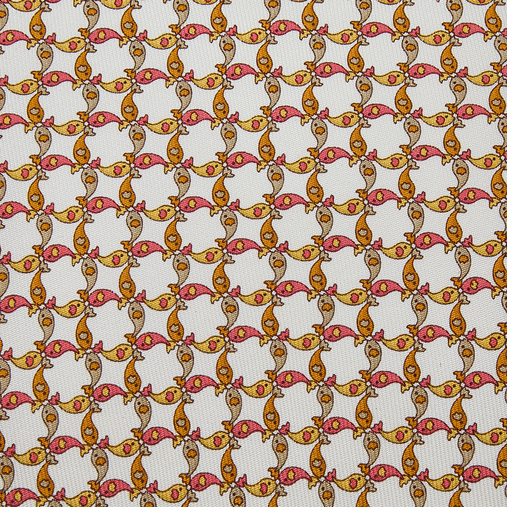 

Salvatore Ferragamo Yellow Printed Silk Tie, Cream