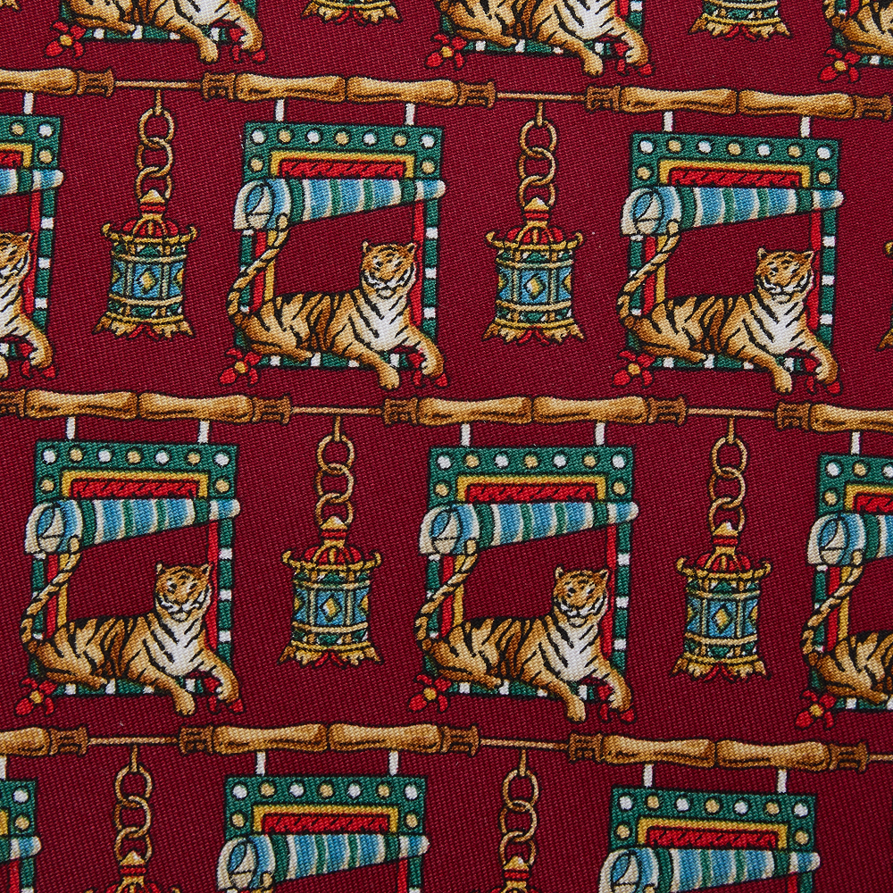 

Salvatore Ferragamo Red Tiger Printed Silk Tie